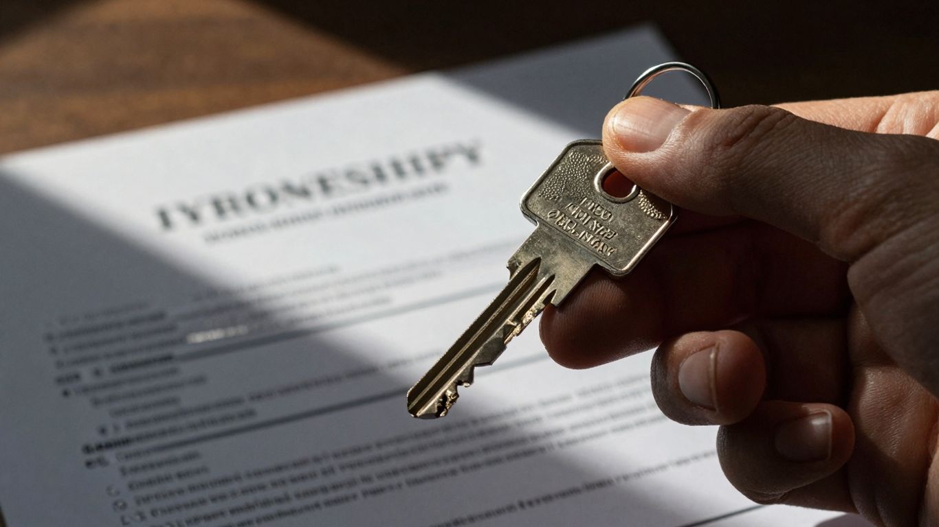 House key with financial document background
