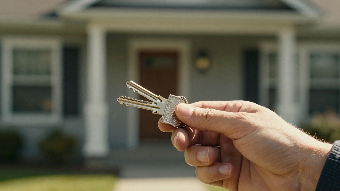 House key with sunlight, symbolizing financial security.