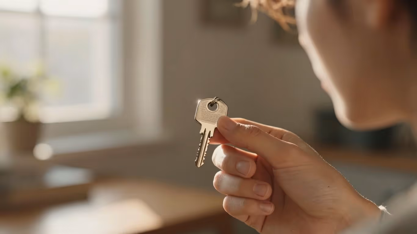 Homeowner considering a house key for mortgage refinancing.