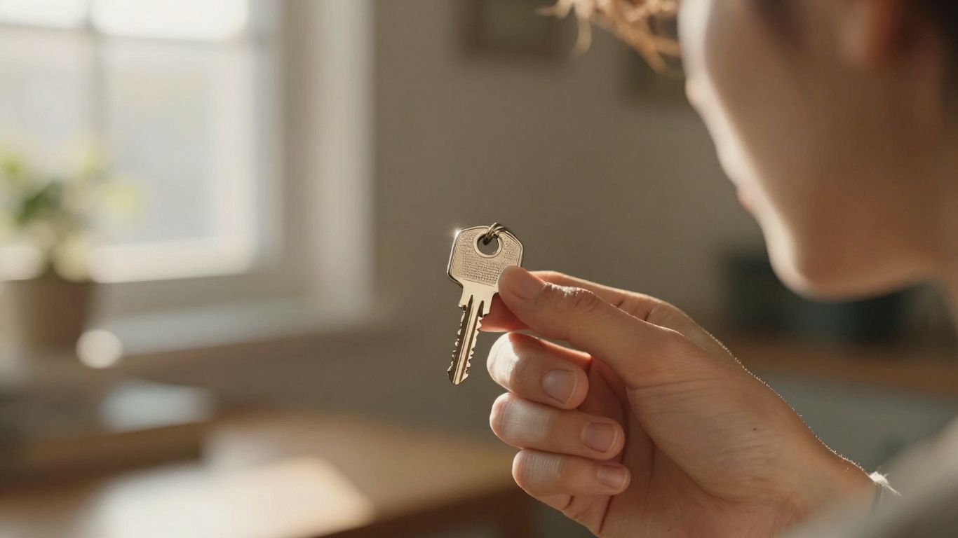 Homeowner considering a house key for mortgage refinancing.