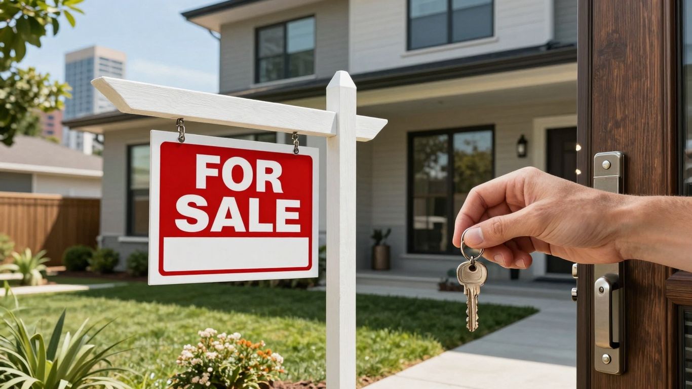 House with key, ready to refinance mortgage.