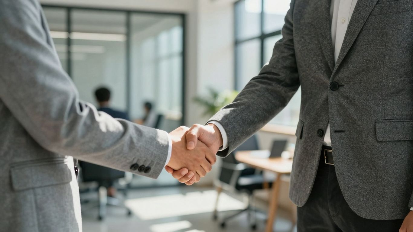 Handshake symbolizing mortgage refinance agreement.
