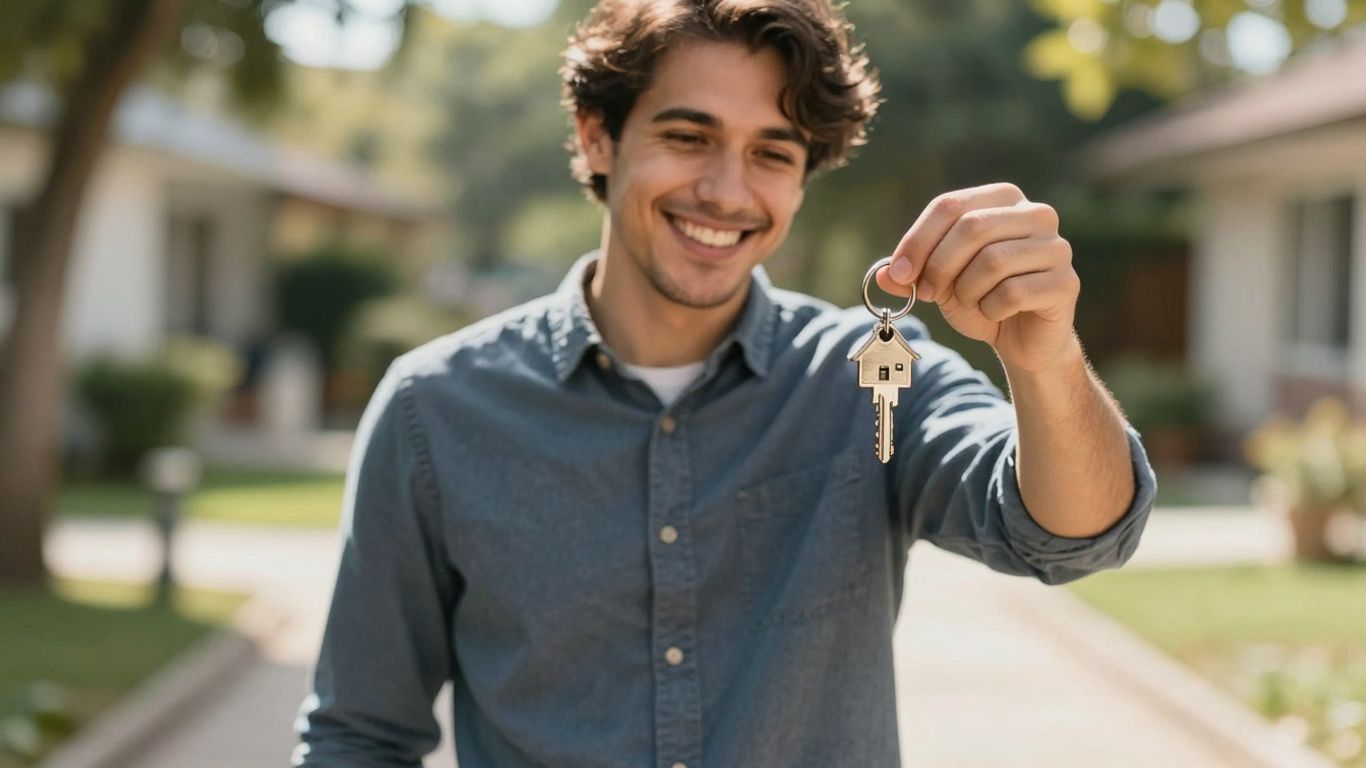Homeowner with house key, financial opportunity