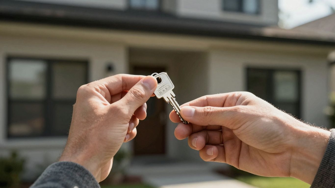 Person holding house key, considering refinance options.