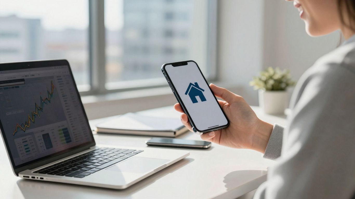 Person using phone for online mortgage refinance