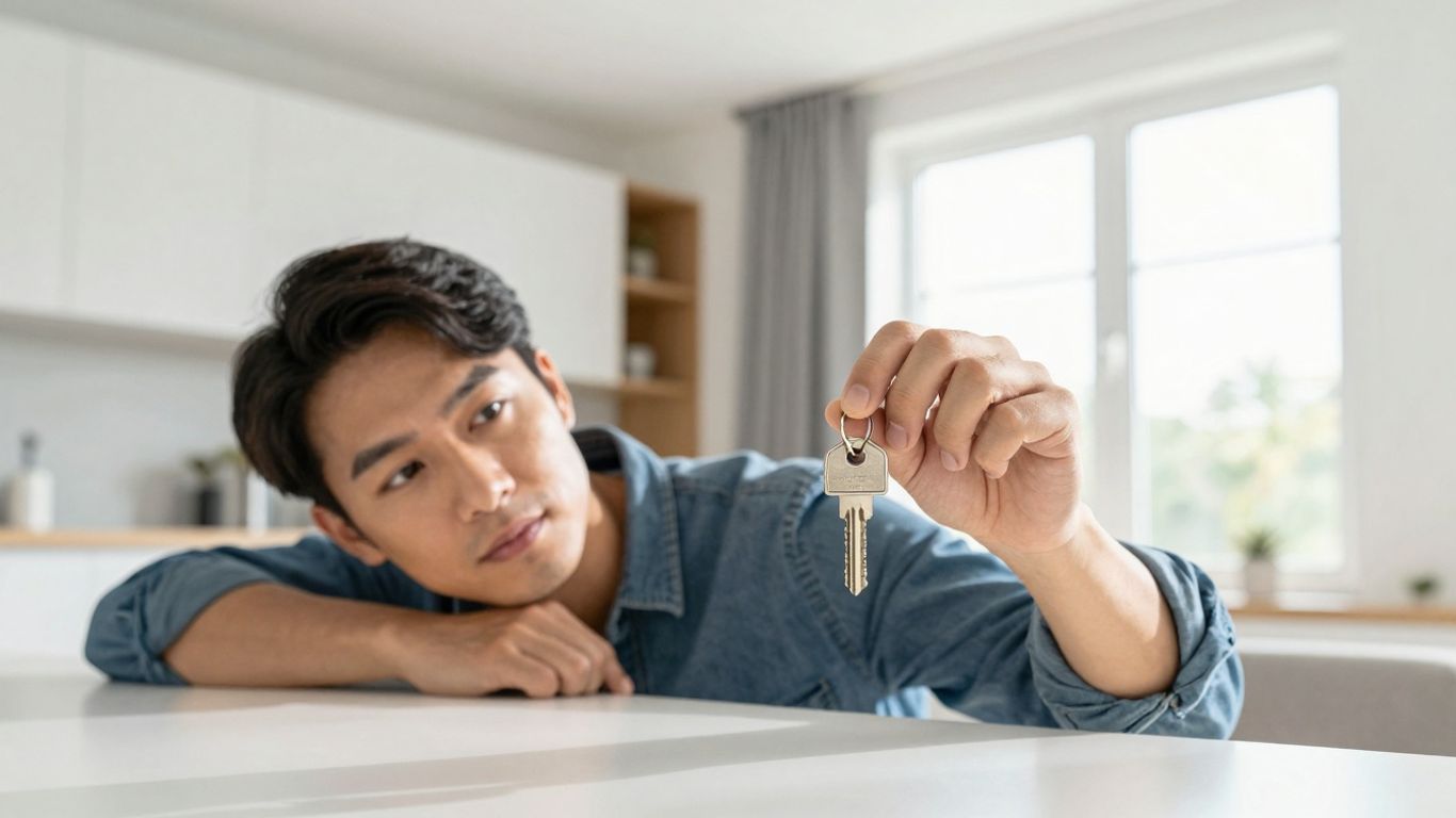 Homeowner with house key considering refinancing.