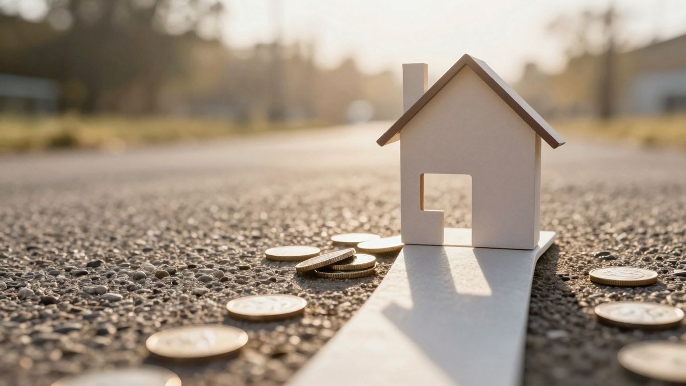 Financial growth path leading to a house.