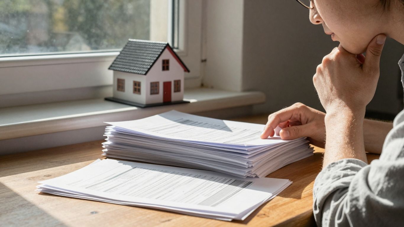 Person considering mortgage refinance options at home.