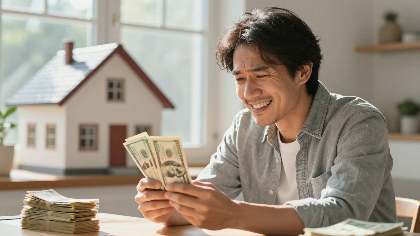 Homeowner saving money on mortgage refinance