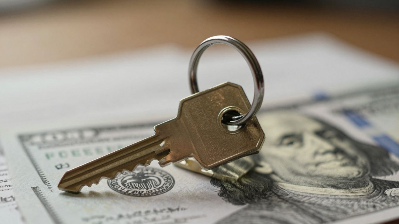House key unlocking financial savings for mortgage refinance.