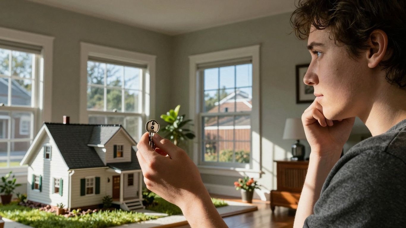 Person with house key considering home refinance options.