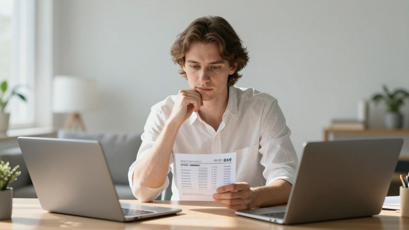 Person reviewing mortgage refinance calculator on a screen.