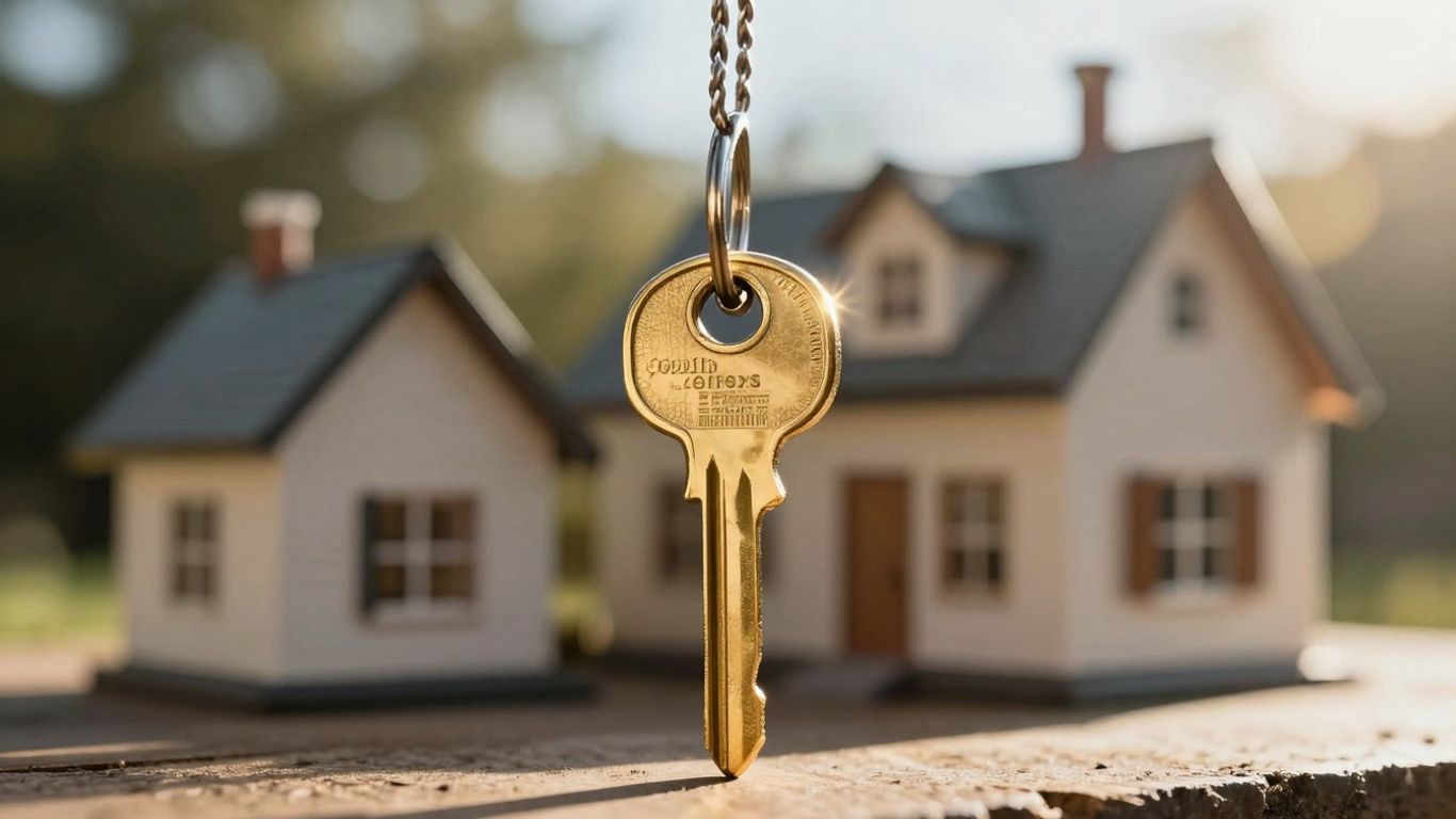 House with a golden key, symbolizing mortgage savings.