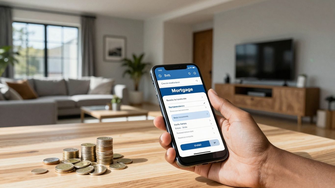 Homeowner reviewing Chase mortgage rates on a smartphone.