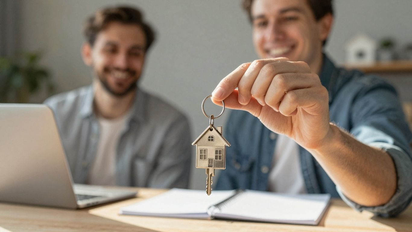 Homeowner with keys, symbolizing mortgage savings.