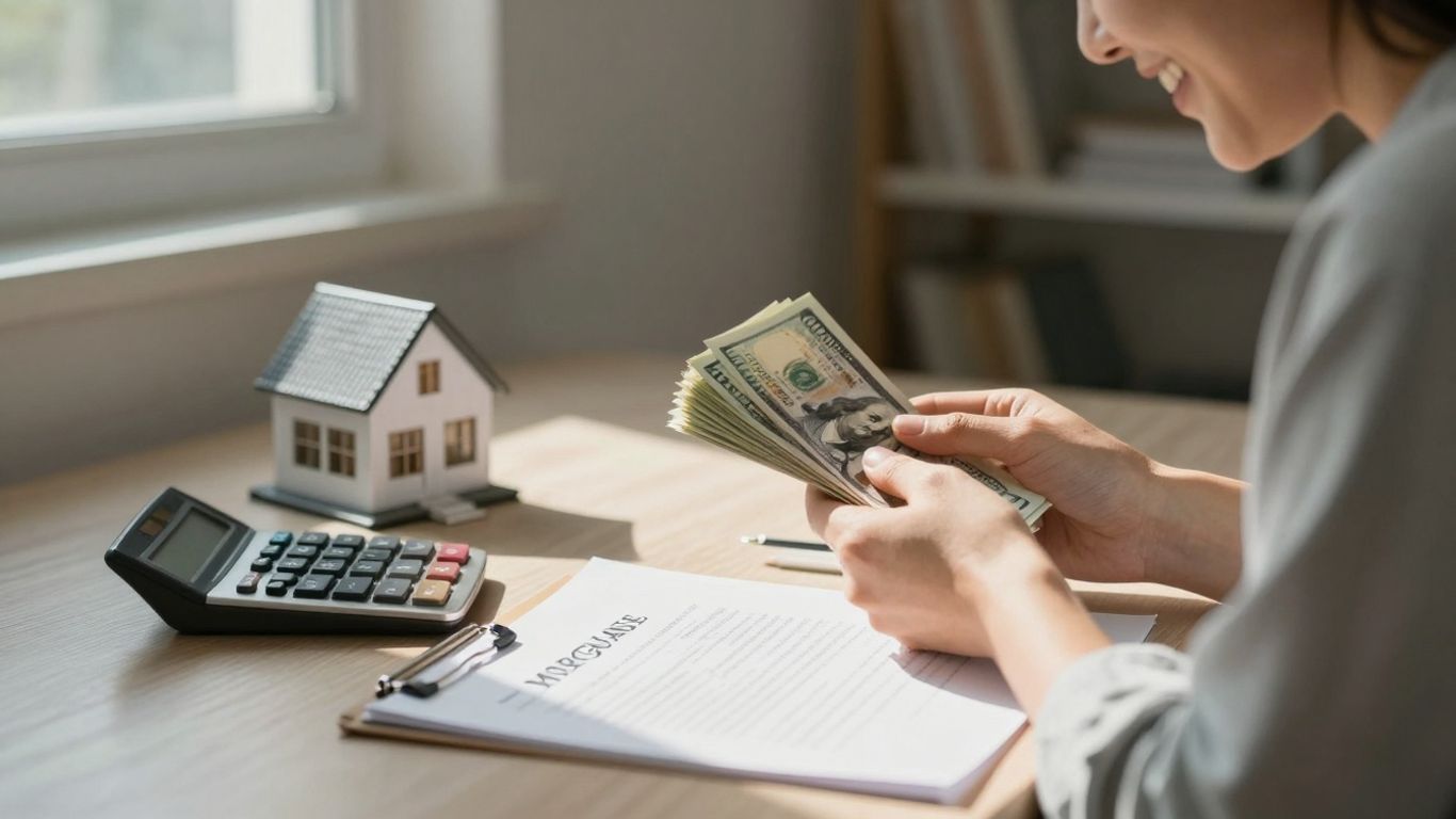 Homeowner with cash, looking at mortgage savings.