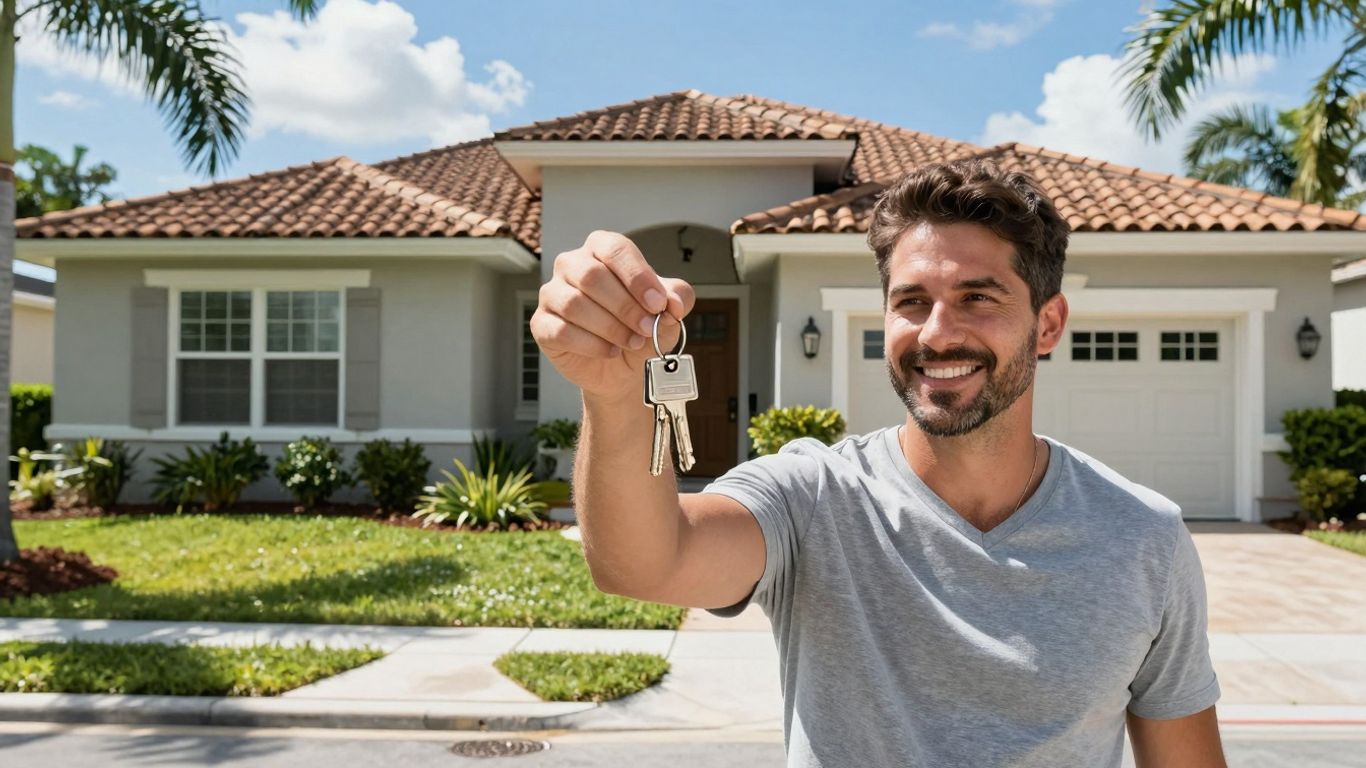 Florida home with keys, symbolizing mortgage savings.