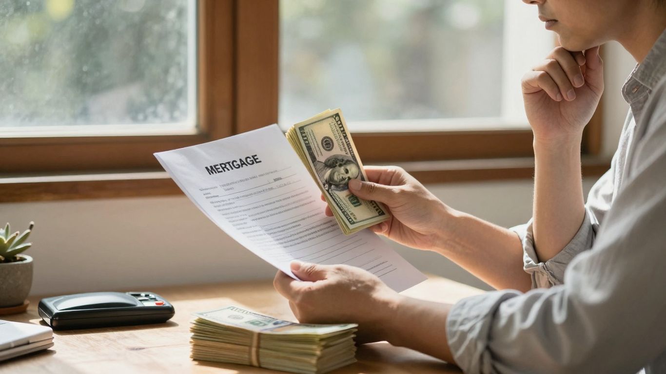 Homeowner with cash and mortgage document