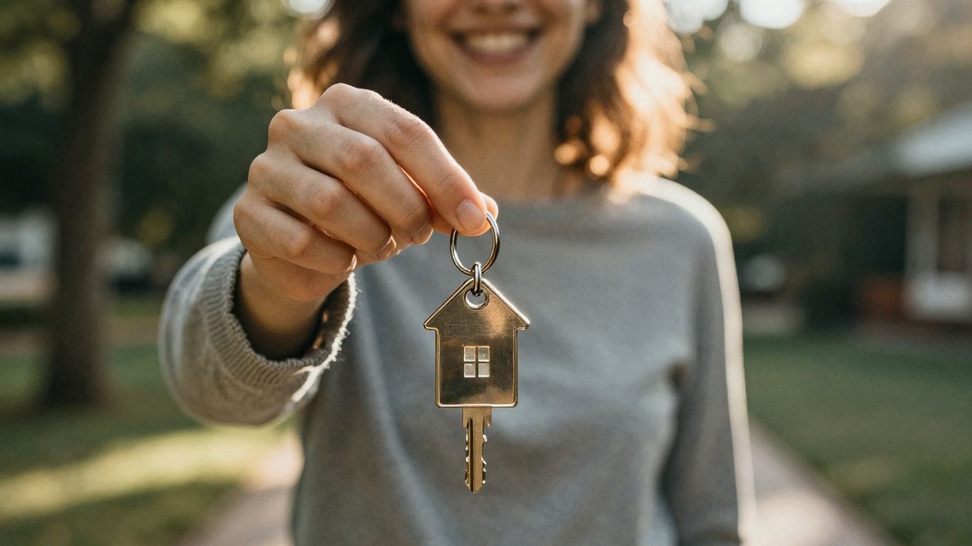 House key with financial growth background