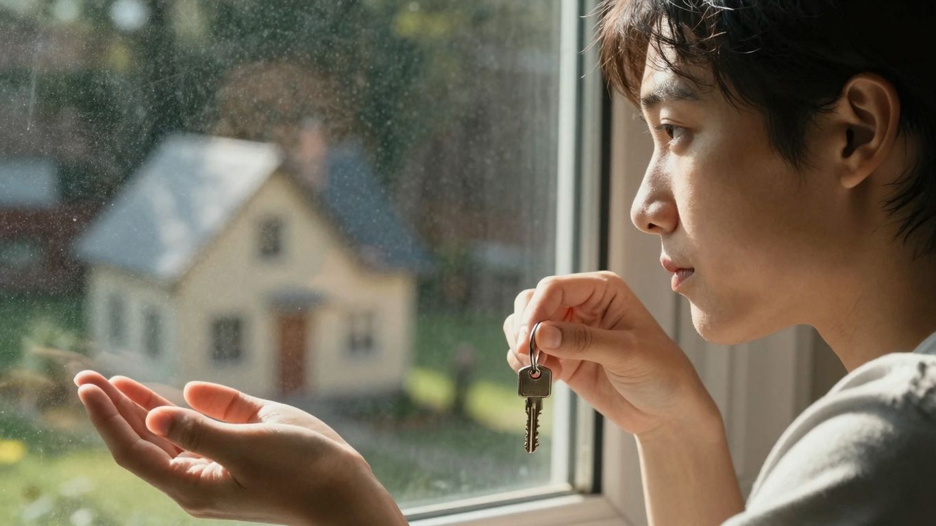 Person with house key, contemplating mortgage rates.