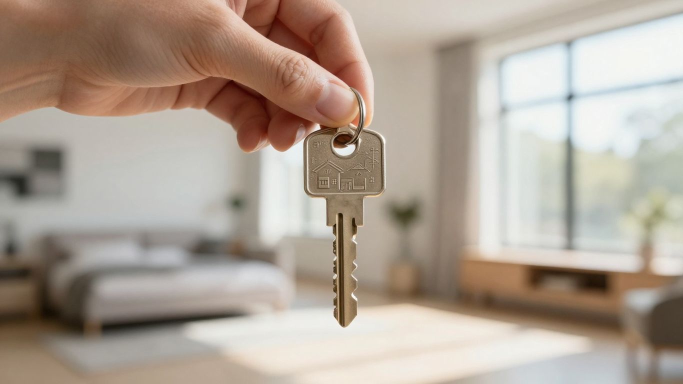 House key in hand, symbolizing homeownership and new beginnings.