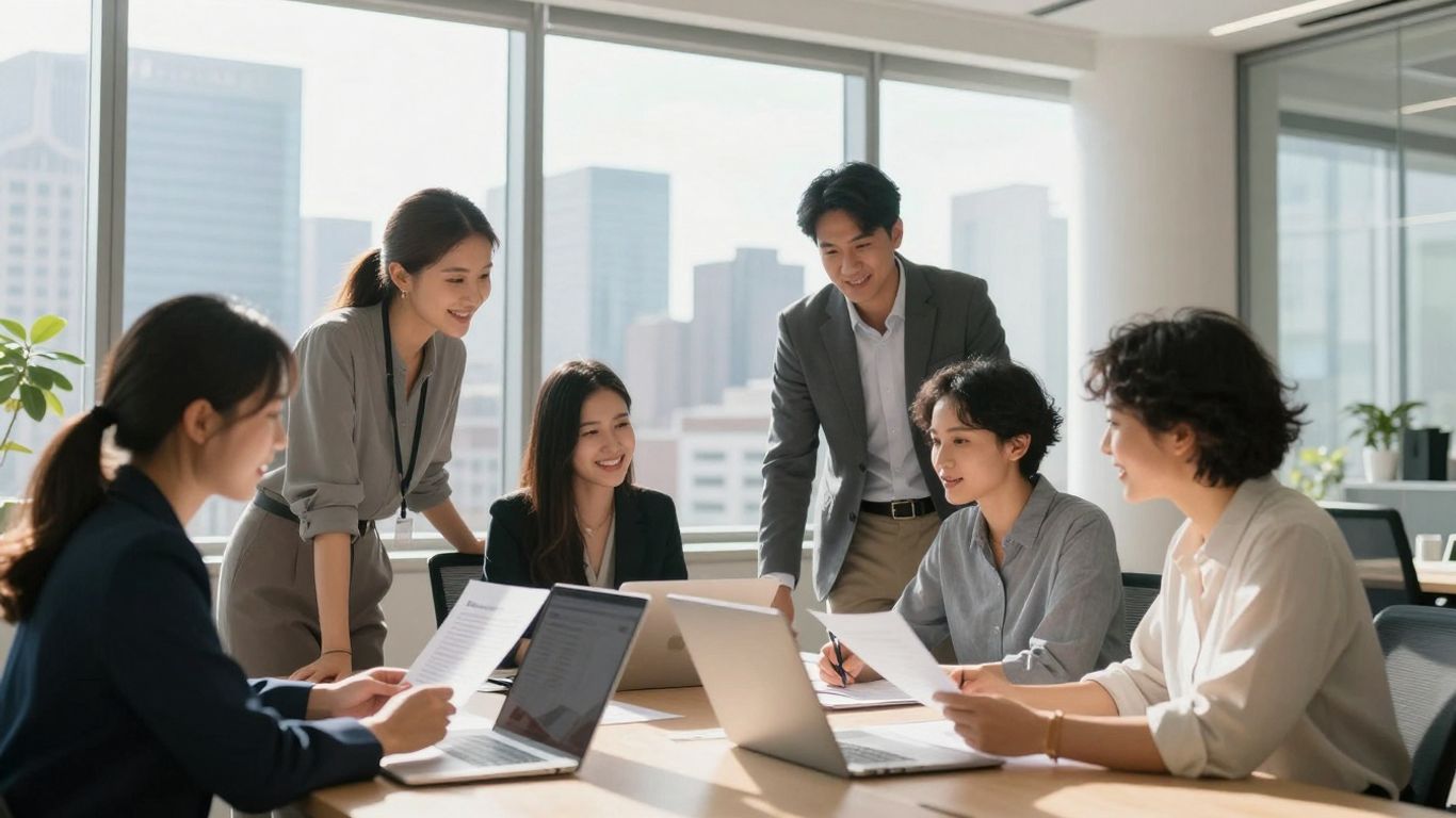 loanDepot office with people discussing mortgage refinance