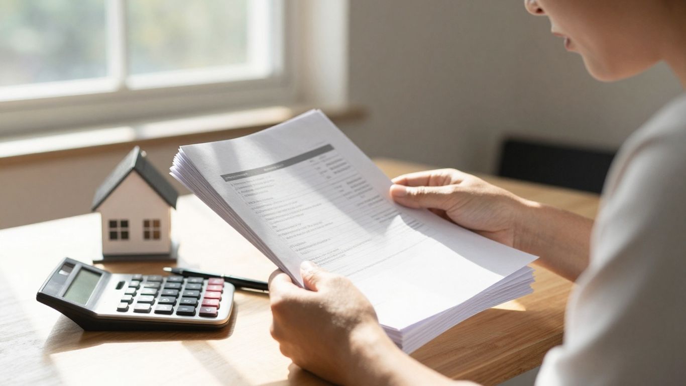 Homeowner applying for mortgage refinance with documents.