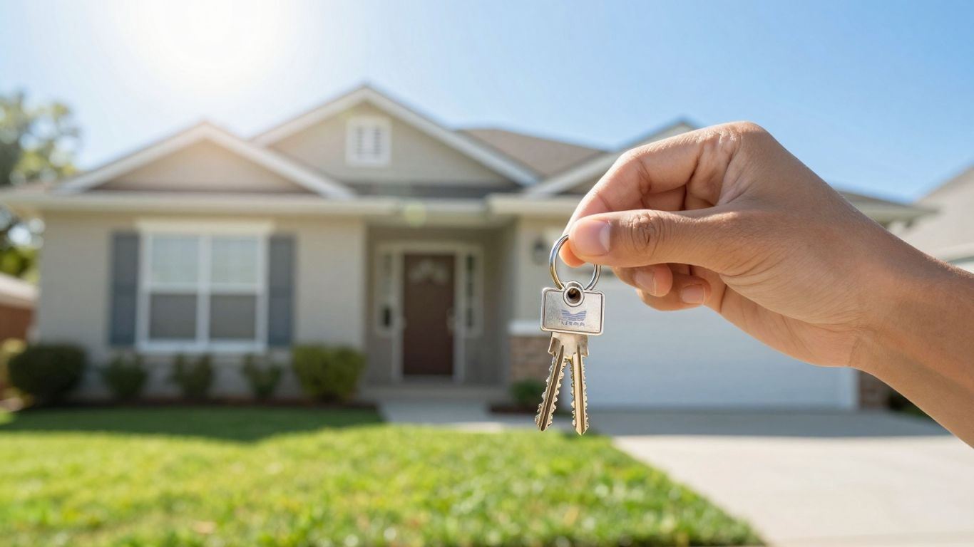 Person holding house keys, USAA mortgage refinance