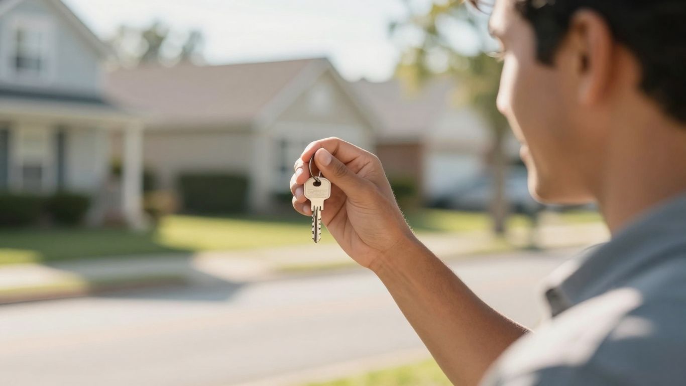 Homeowner considering a house key for mortgage refinance.