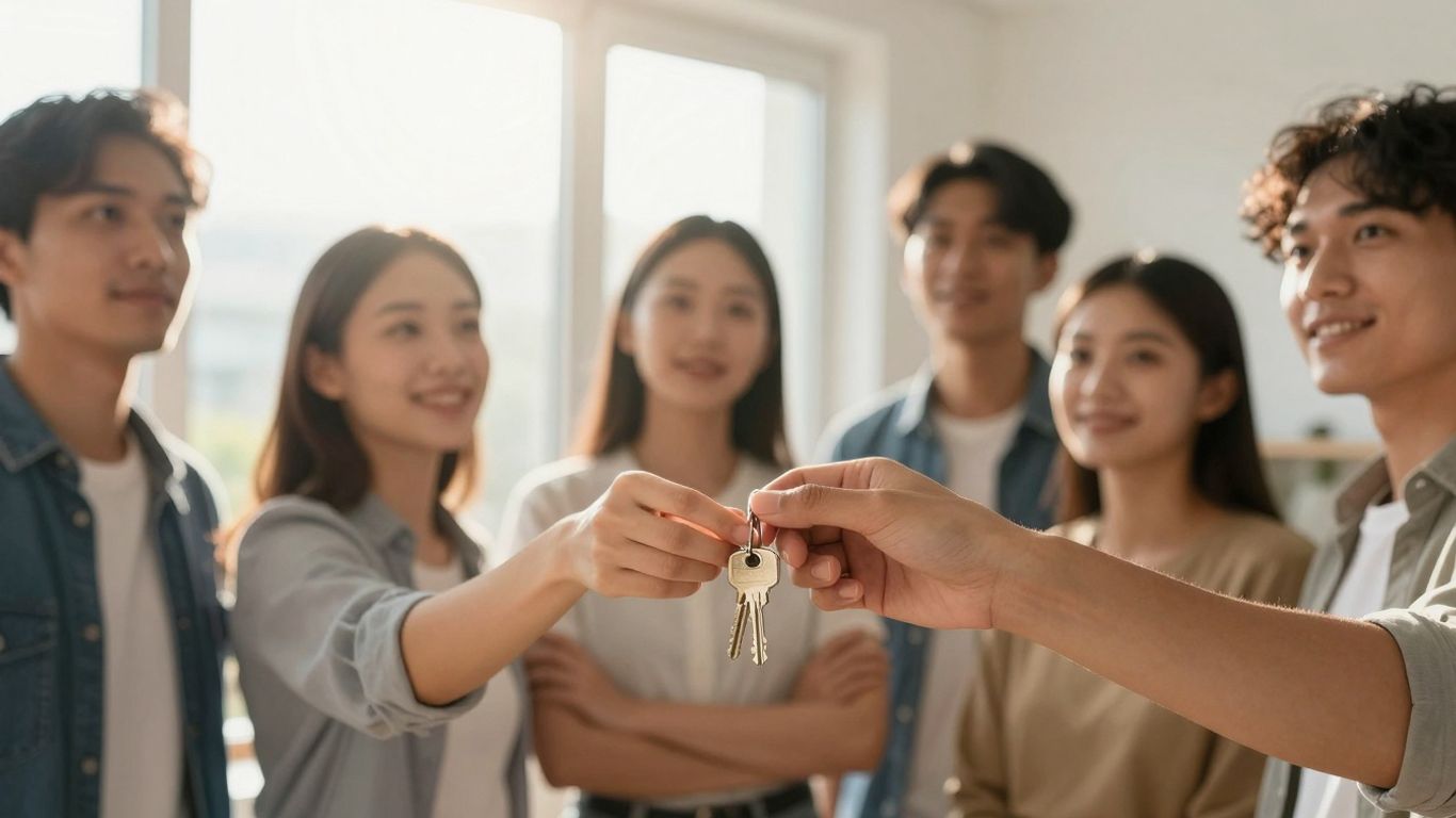 People celebrating homeownership and financial freedom.