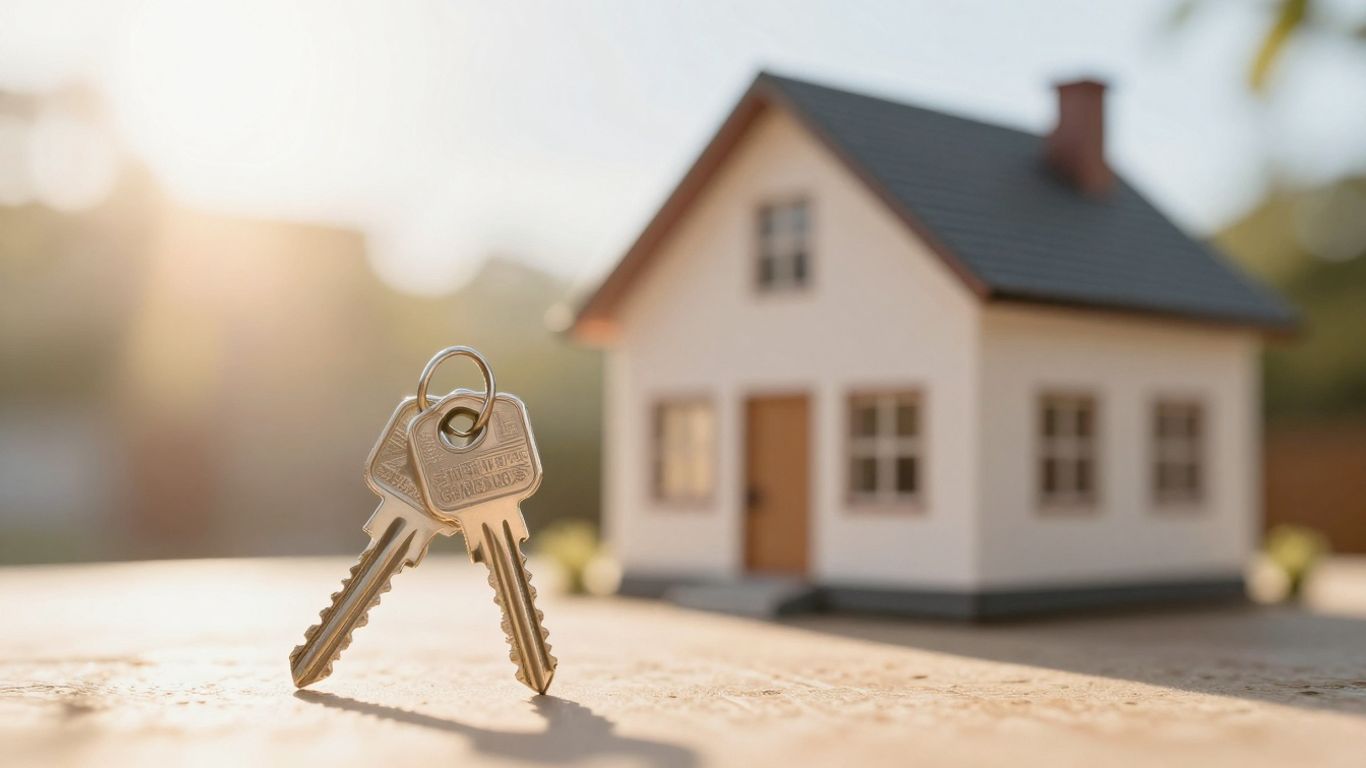 House with a key, symbolizing mortgage refinance savings.