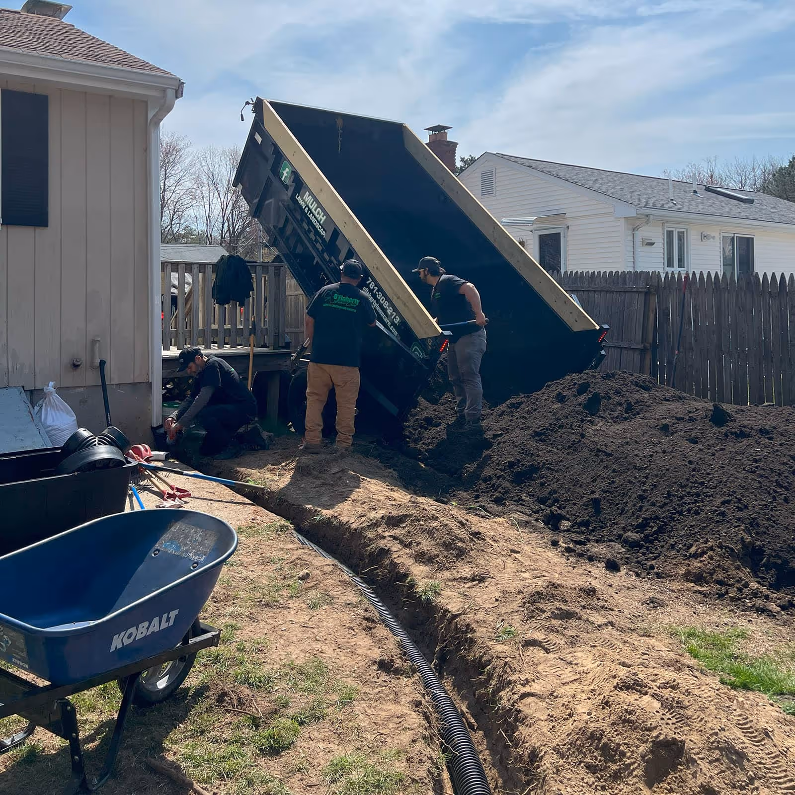 O’Flaherty Lawn Care hardscape installation in Attleboro Massachusetts