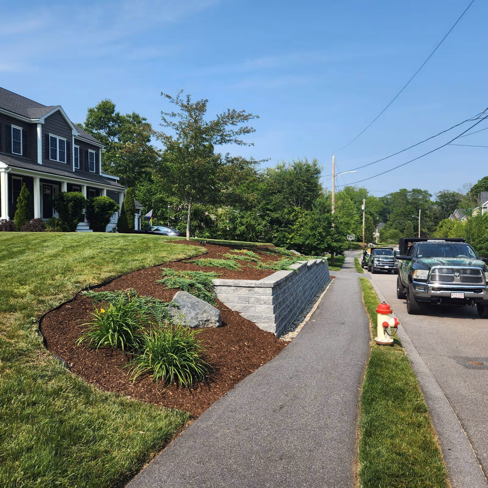 O’Flaherty Lawn Care landscape installation in Attleboro Massachusetts