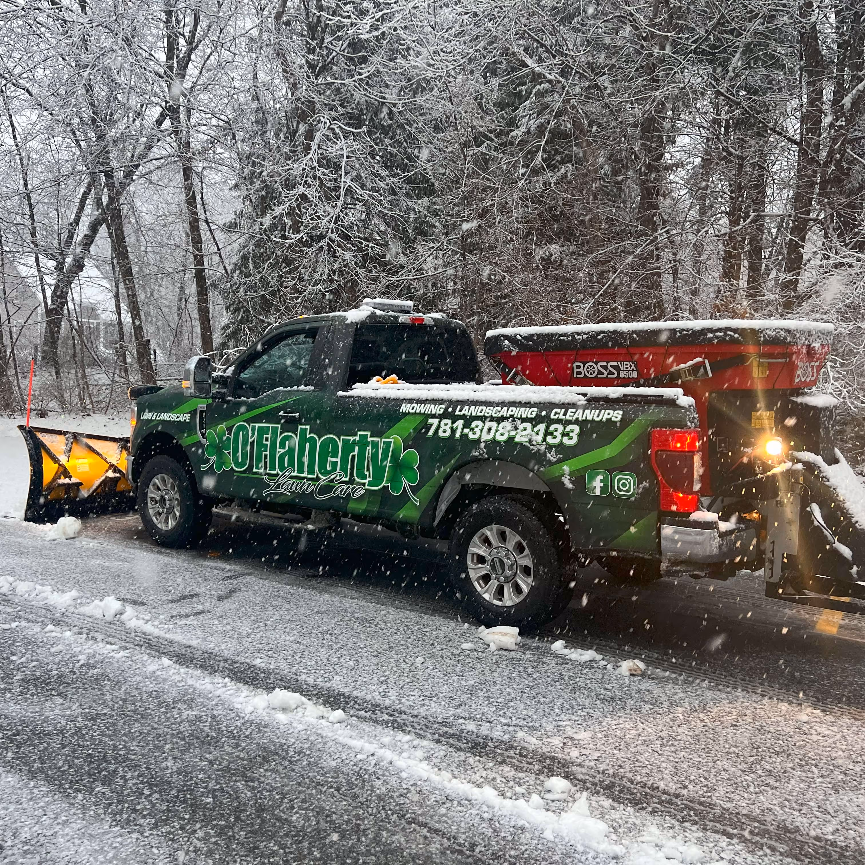 O’Flaherty Lawn Care company truck Attleboro Massachusetts