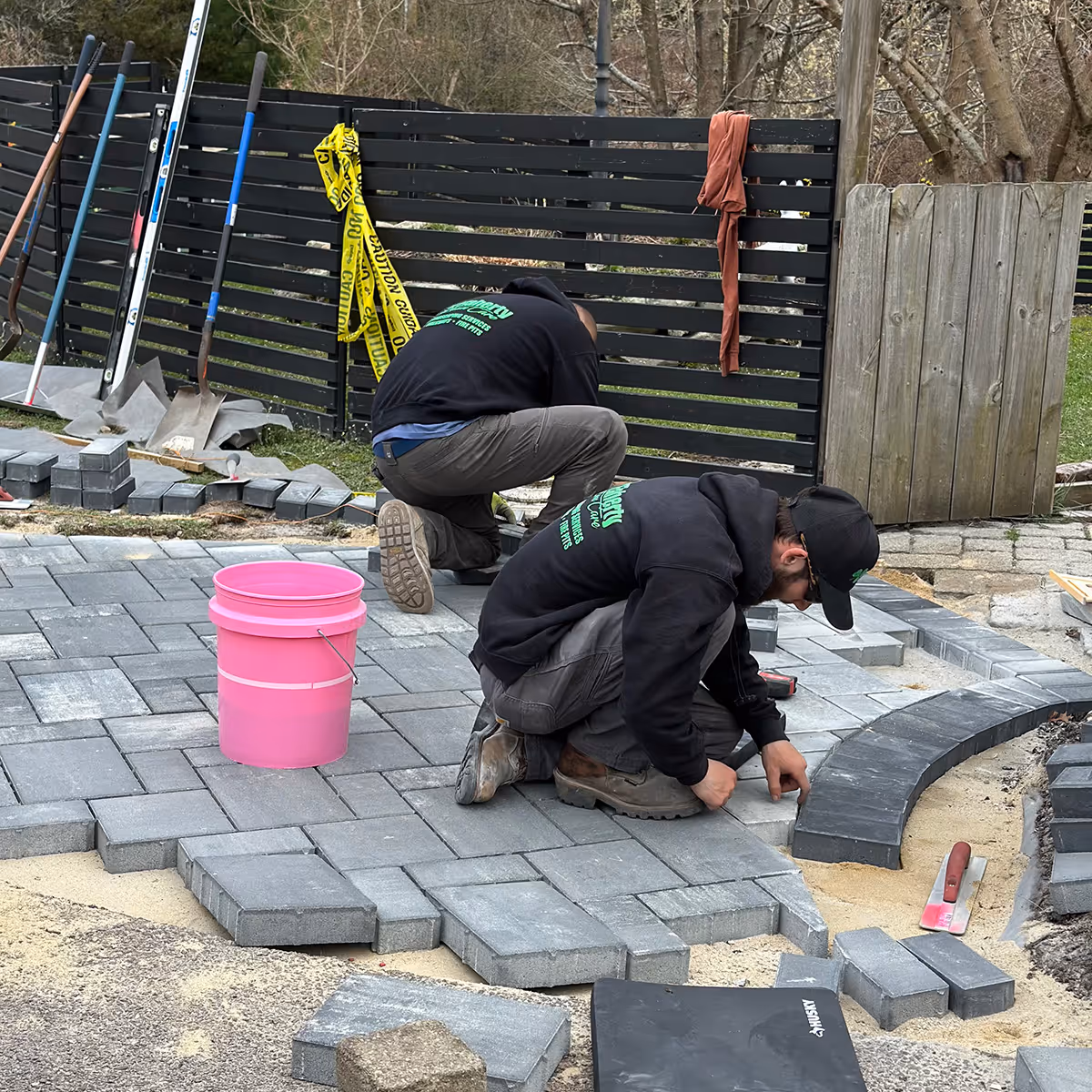 Outdoor living space installation by OFlaherty Lawn Care in Attleboro Massachusetts near me