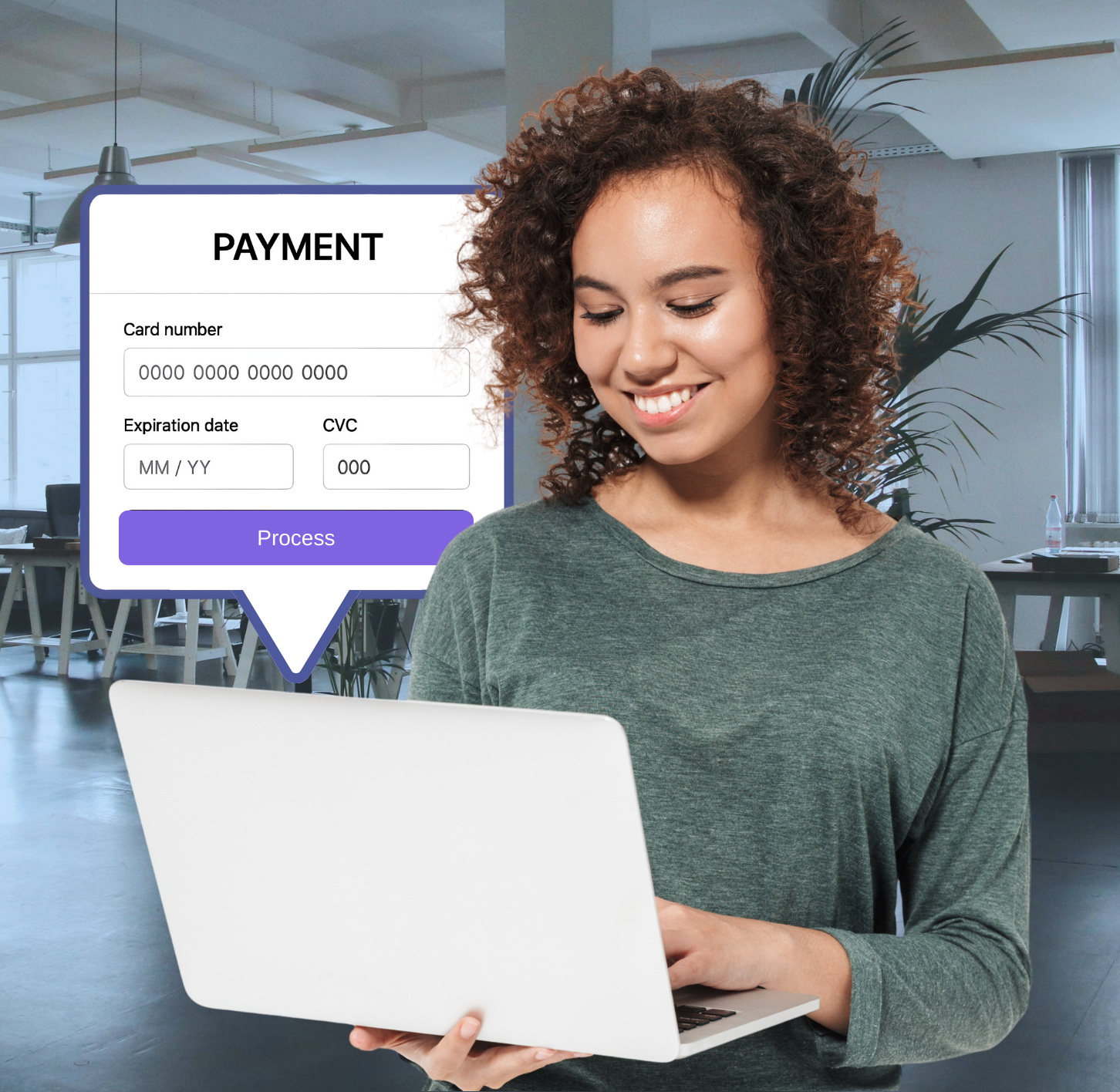 Girl using a virtual terminal