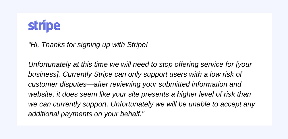 Shut Down By Stripe: What Now?