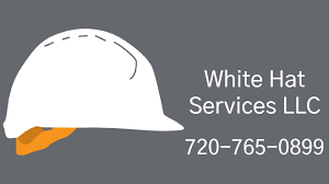 White hard hat logo for construction or safety services company