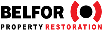 Belfor Property Restoration logo with red and black color scheme