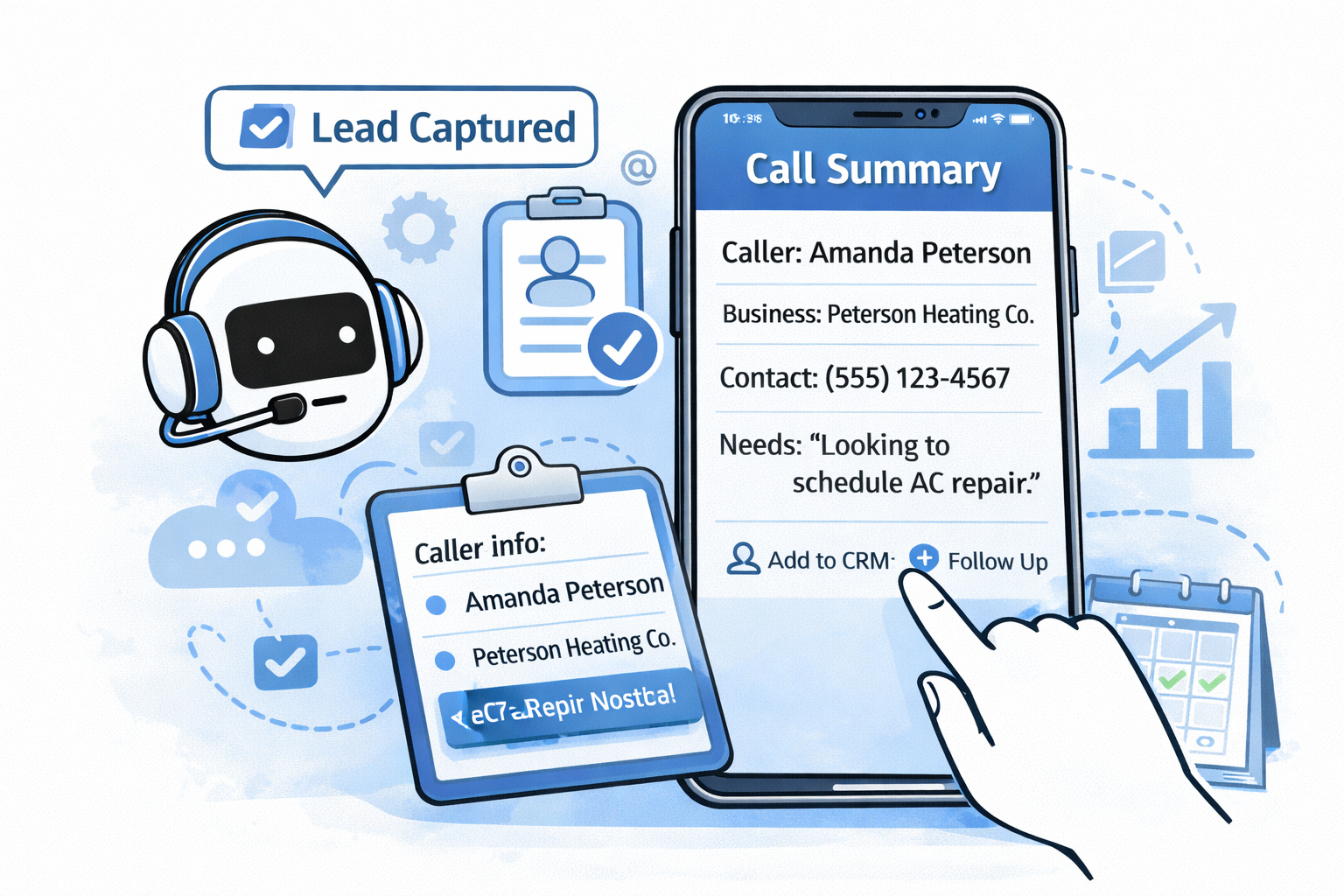 AI chatbot assisting website visitors and booking appointments