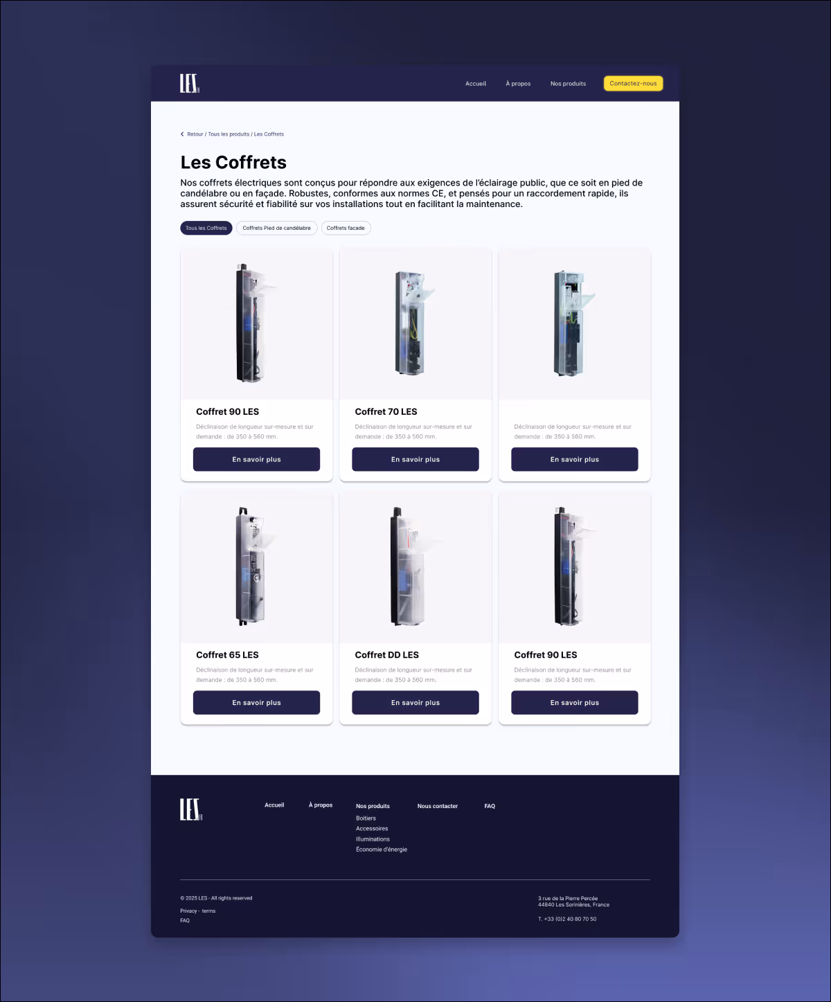 Screen d'une page catégorie de produit du site LES