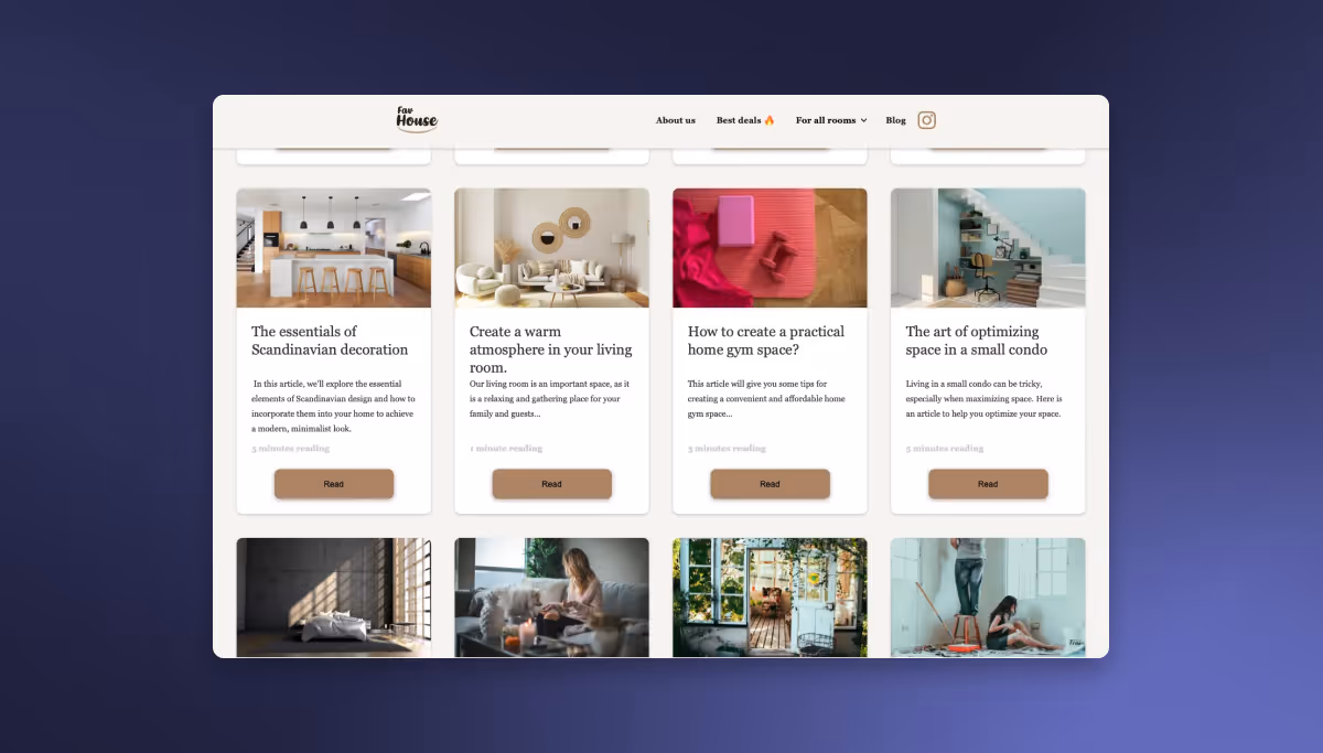Screen d'une page du site favhouse