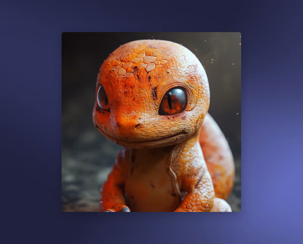 Colorful and realistic midjourney Salameche from midjourney