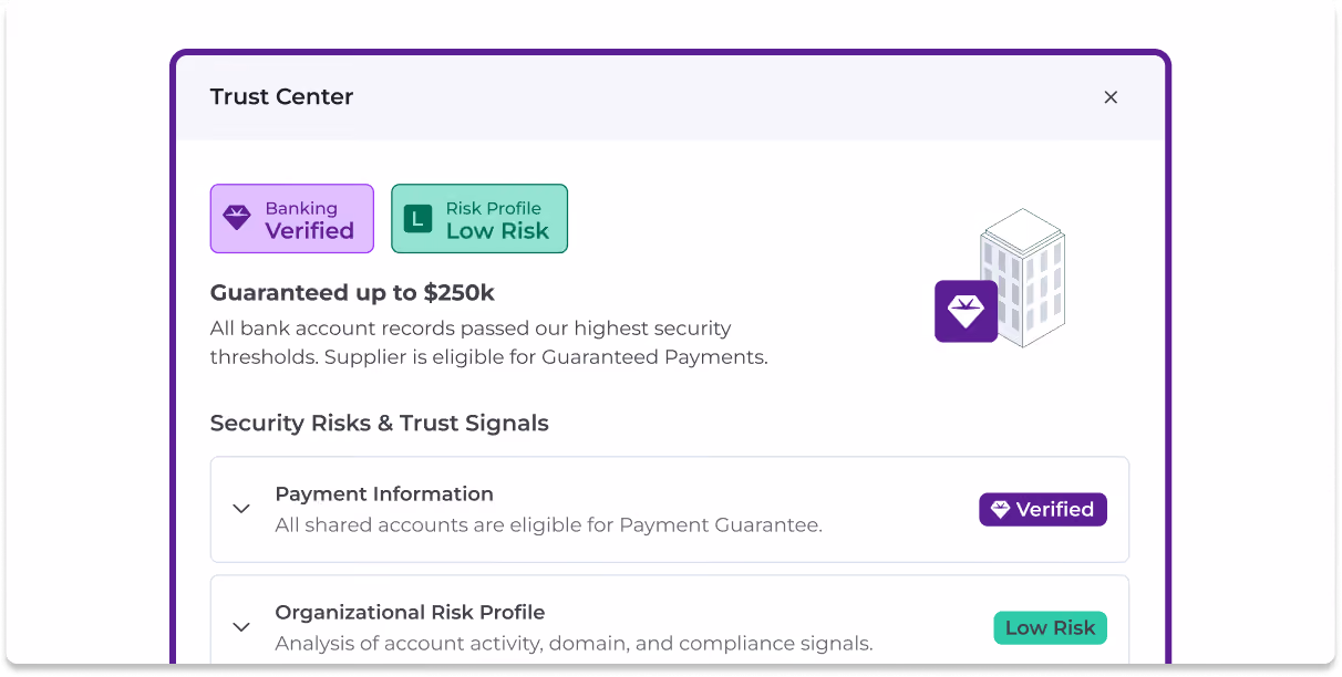 The Graphite Trust Center. Graphite verifies and validates supplier data, and qualified supplier transactions are protected with a $250,000 guarantee.