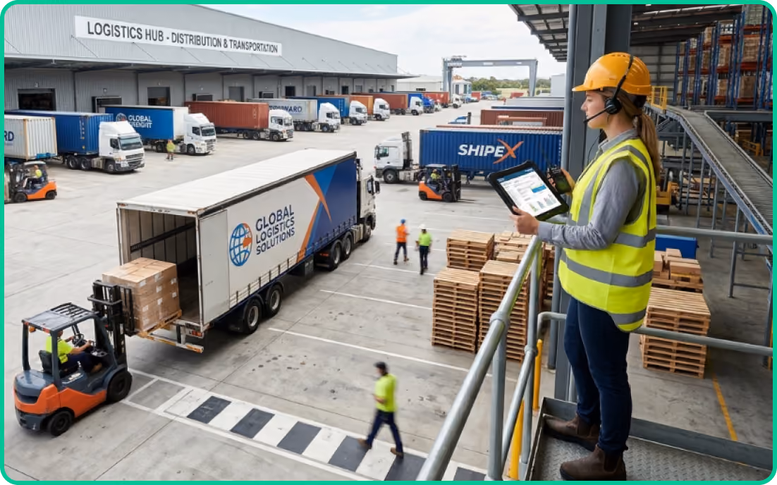 A Transportation Manager watching trucks being loaded