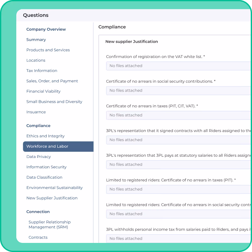 Graphite supplier compliance questionnaire