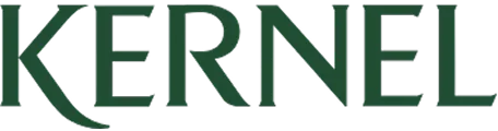 Напис KERNEL великими темно-зеленими літерами на білому фоні.