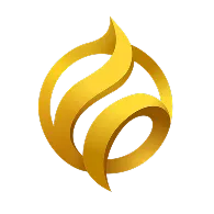 Логотип компанії Finex золотого кольору на чорному фоні.