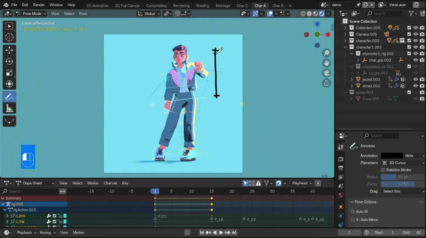 A screenshot of the Simple Animation Graph add-on for Blender, showing its user interface in the 3D viewport.