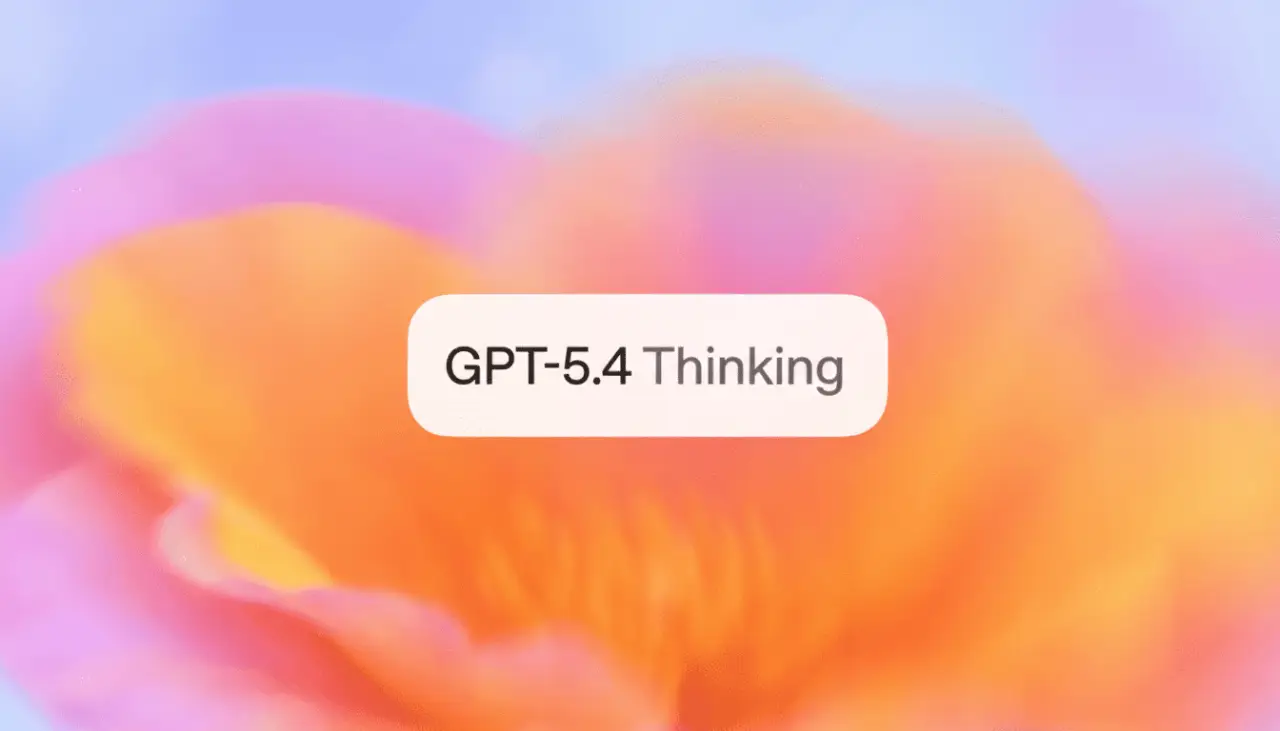 GPT-5.4 Thinking label displayed on a soft abstract gradient background representing OpenAI’s new AI model.